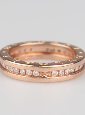 95成新 B.ZERO1 满钻石戒指单环750玫瑰金54号AN854461/342884