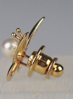 「9.5新」-海水珍珠胸针18K黄金