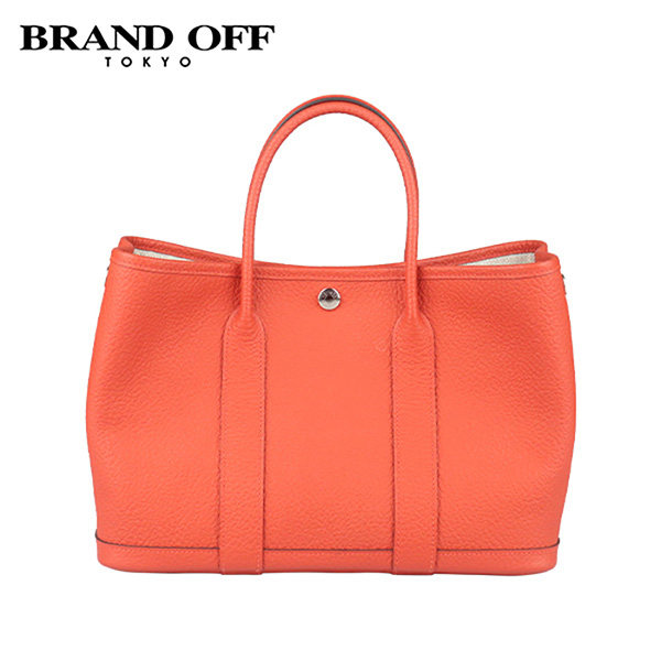 中古9新HERMES(爱马仕)GARDEN PARTY橙红色COUNTRY皮30手提包,淘宝优惠券,粉丝福利购,淘宝优惠卷