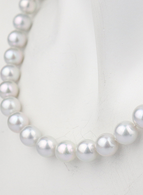 中古95新灰色海水珍珠串珠项链92545cm