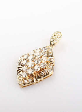 中古95新日本进口商品群镶钻石K18黄金吊坠