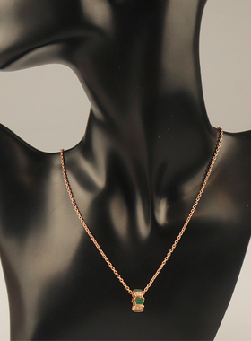 「9.5新」BVLGARI(宝格丽)SERPENTI VIPER 孔雀石项链750玫瑰金