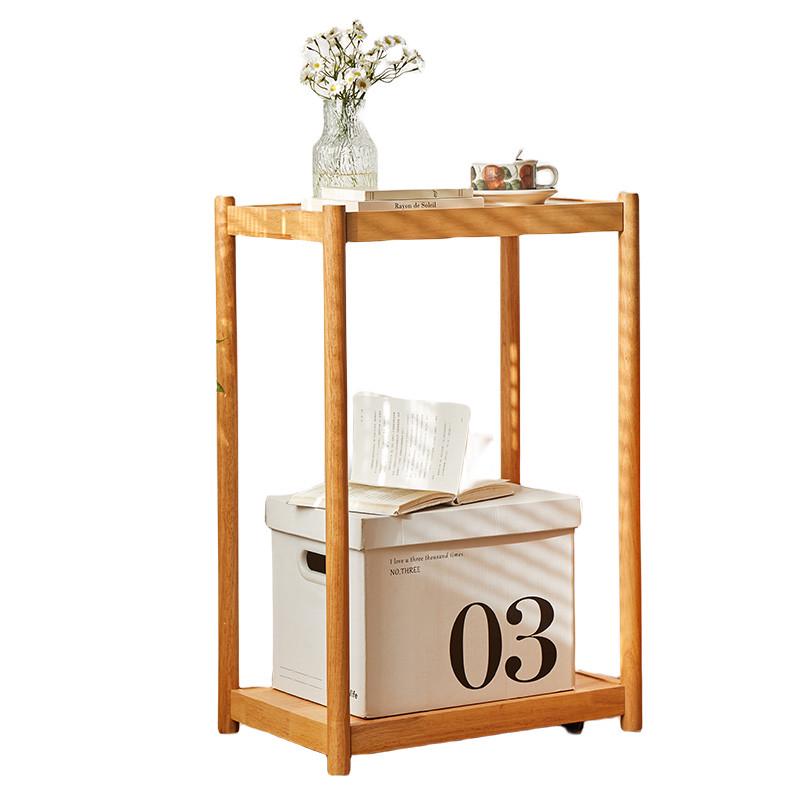 Desktop computer host solid wood bracket double-layer removable brake chassis cooling rack printer storage side table