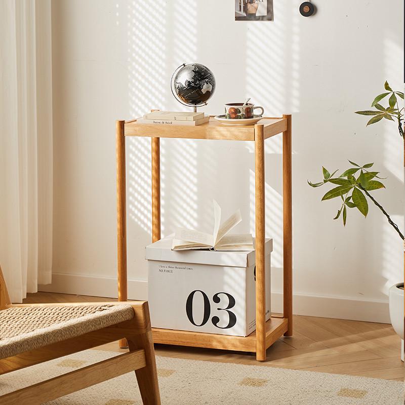 Desktop computer host solid wood bracket double-layer removable brake chassis cooling rack printer storage side table