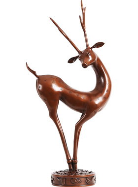 铜欣祥 紫铜福禄寿喜梅花鹿摆件 家居装饰品客厅办公室工艺品摆设