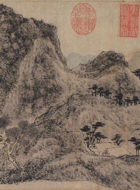 文徵明山水手卷复古国画山水画