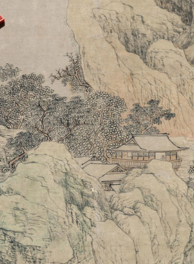 王翚唐寅诗意图清四王彩色山水图