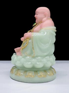包邮汉白玉弥勒佛像摆件居家供奉大肚佛笑佛神像布袋和尚开业招财