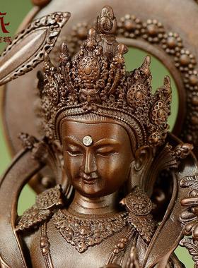 藏村全鎏金《文殊菩萨》室内家用精工铜《文殊师利》铜像摆件