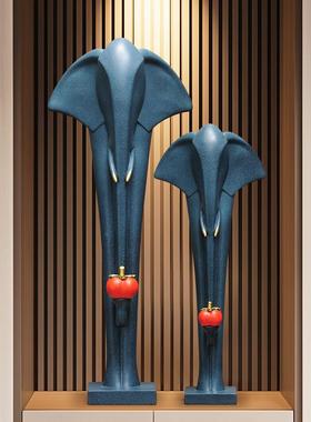 招财大象入户玄关摆件进门客厅电视柜落地竖高级感装饰品乔迁礼物