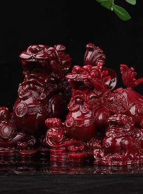 朱砂招财摆件，一对男女皮秀，风水门厅摆件，客厅灯光摆件，客厅