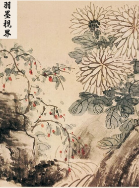 高清复刻清末西冷八家奚冈竹菊图