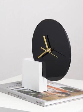 现代简约大理石桌钟装饰模型房书桌客厅酒柜餐具柜软装饰展示