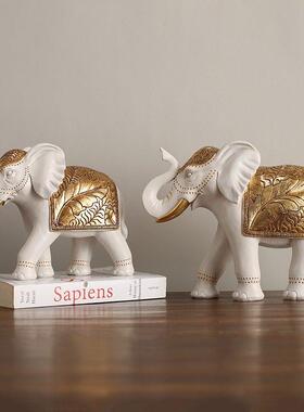 创意招财吉祥大象树脂工艺品摆件田园客厅电视柜玄关酒柜摆设装饰