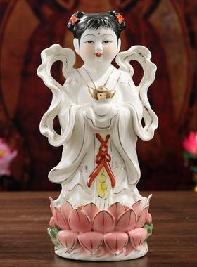 陶瓷金童玉女佛像童男童女神像送财童子观音摆件