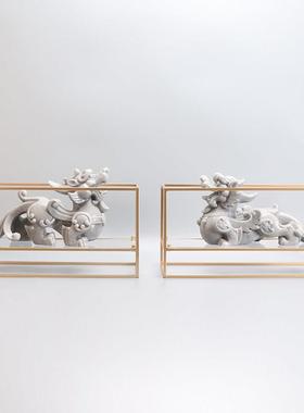 新中式创意貔貅摆件设计师样板间室内办公桌摆设书房玄关软装饰品