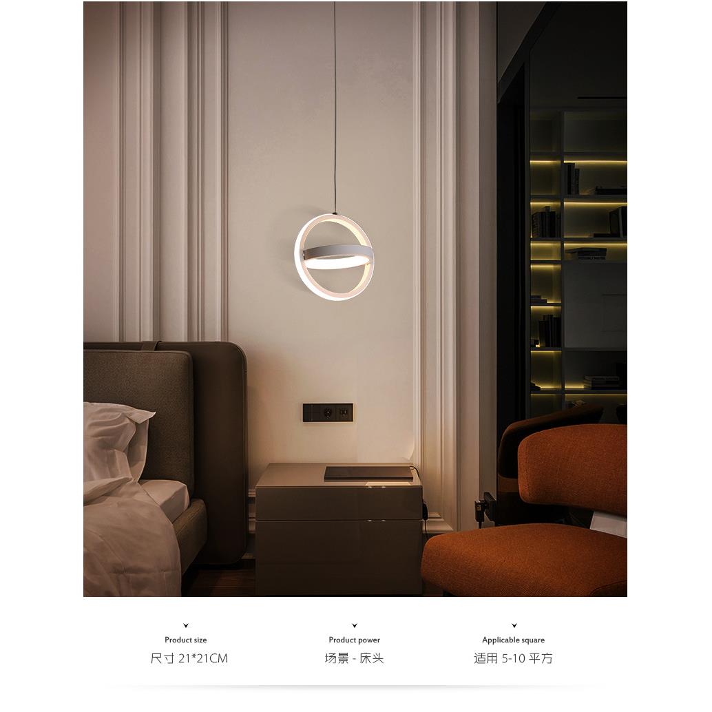 床头吊灯北欧卧室床头灯现代简约餐厅吧台灯创意个性长线单头吊灯 - 图1