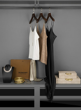 轻奢北欧样板间衣帽间软装样板房衣柜摆件样品衣服高跟鞋搭配装饰