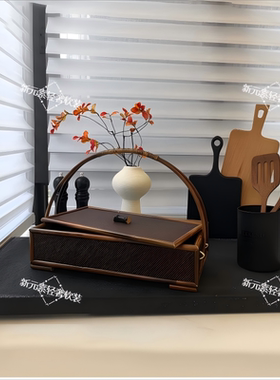 厨房样板间摆件新中式侘寂中古风餐边柜组合砧板展厅厨柜面装饰