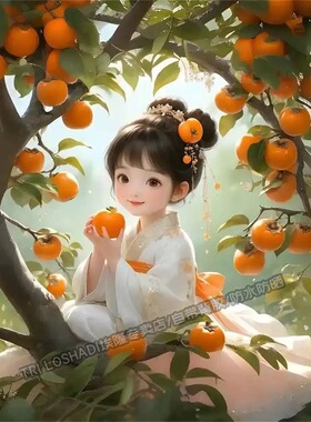 柿柿如意治愈系女孩卧室客厅装饰高清海报贴画车身划痕遮挡贴画纸
