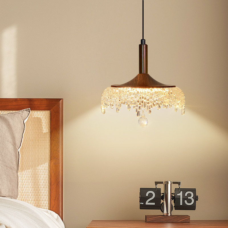 中古风卧室床头吊灯可升降复古胡桃木色法式饭厅餐桌过道玄关吊灯,淘宝优惠券,粉丝福利购,淘宝优惠卷