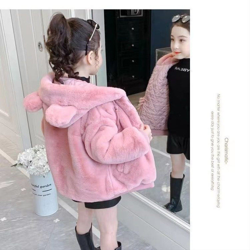女童加厚仿皮草棉服外套冬装保暖中长款加绒可爱新款宝宝,淘宝优惠券,粉丝福利购,淘宝优惠卷