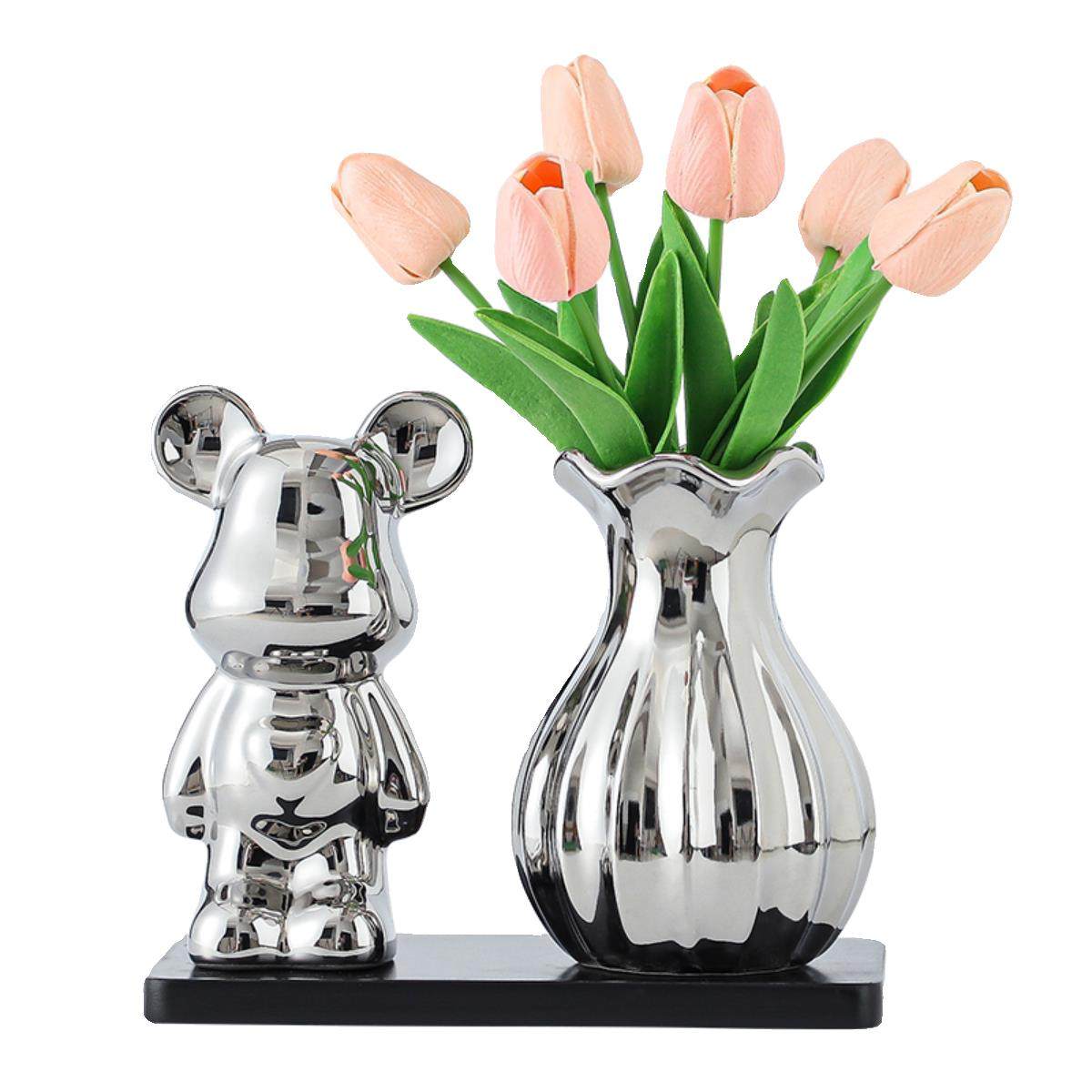 新款高档暴力熊花瓶客厅插花摆件现代家居电视酒柜花器装饰品轻奢,淘宝优惠券,粉丝福利购,淘宝优惠卷