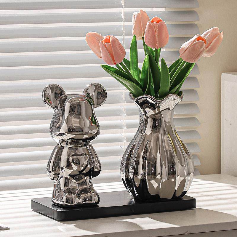新款高档暴力熊花瓶客厅插花摆件现代家居电视酒柜花器装饰品轻奢,淘宝优惠券,粉丝福利购,淘宝优惠卷