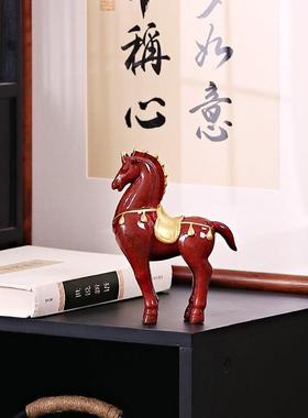 陶瓷红马摆件招财客厅书房酒柜电视柜装饰品办公室桌面工艺品摆设