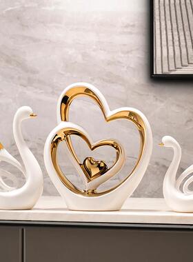 心心相印摆件创意结婚礼物轻奢高档家居客厅酒柜电视柜装饰品乔迁