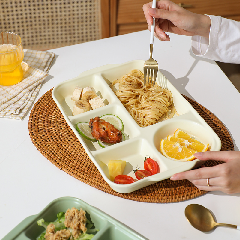 TINYHOME分格餐盘陶瓷大人早餐盘一人食儿童餐具多格减脂分隔盘子 - 图3