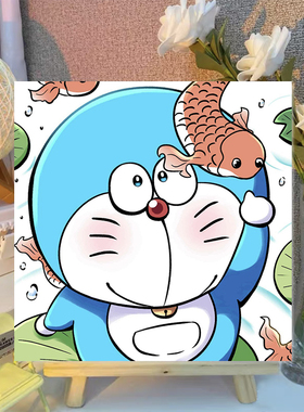 数字油画哆啦A梦diy儿童涂色卡通动漫手绘填充填色油彩画手工画画