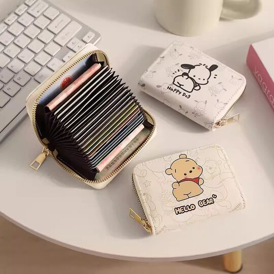 Cute cartoon multi-function card bag for women with large capacity