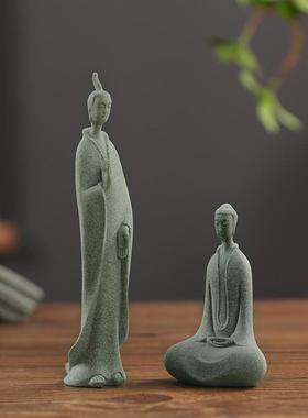 青砂石禅意北魏佛像小摆件桌面茶宠假山鱼缸造景盆景微景观装饰品