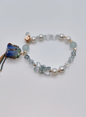MMC~蓝色海蓝宝郁金香手链手串可搭配同款耳饰和项链首饰套装