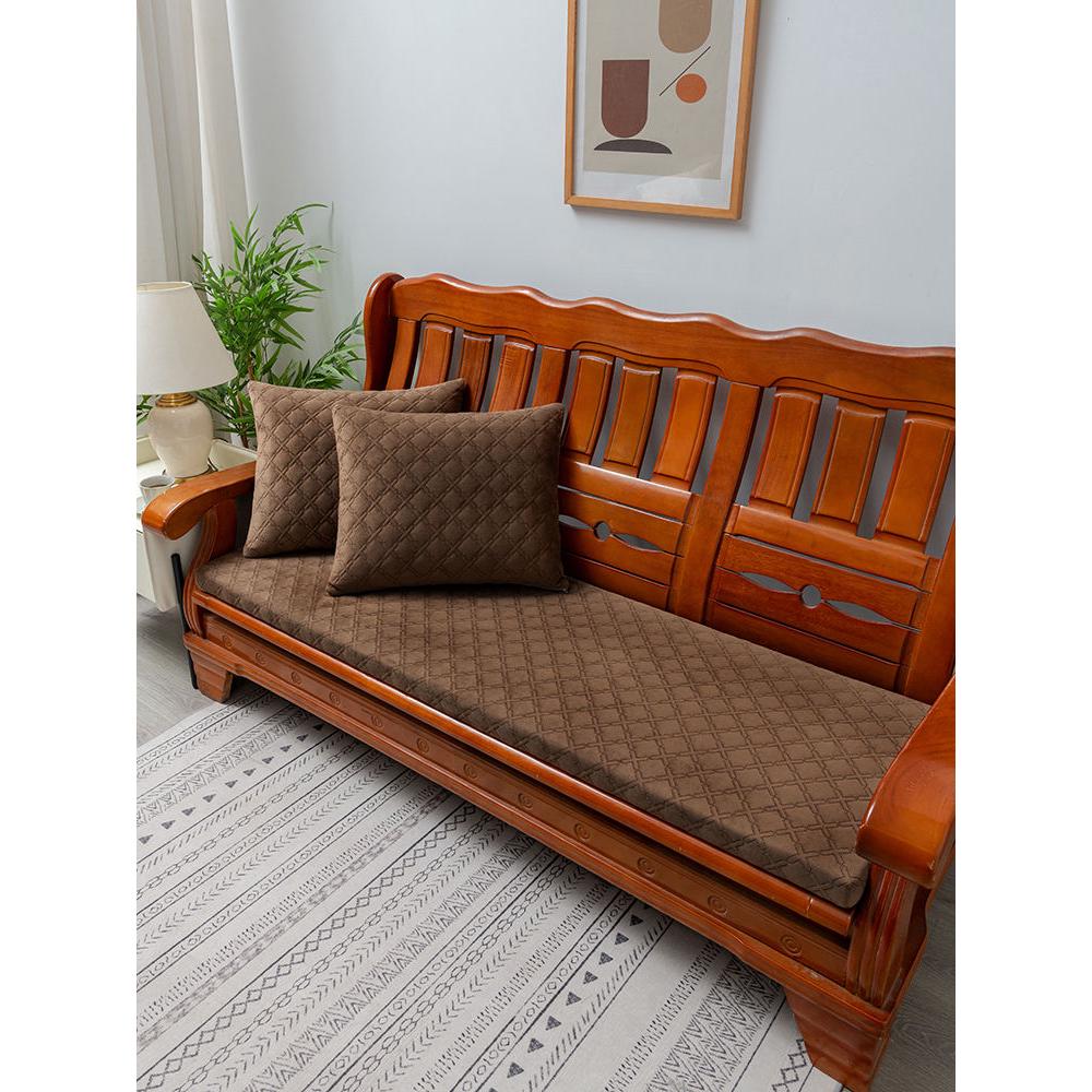 亚麻坐垫实木沙发坐垫子35D45D加硬海绵坐垫四季通用含布套定制 - 图0