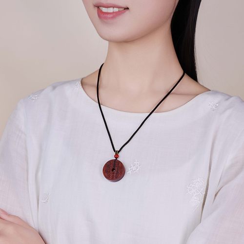 月印百川山鬼花钱小叶紫檀吊坠蛇本命年道家男女款平安扣文玩挂件 - 图3