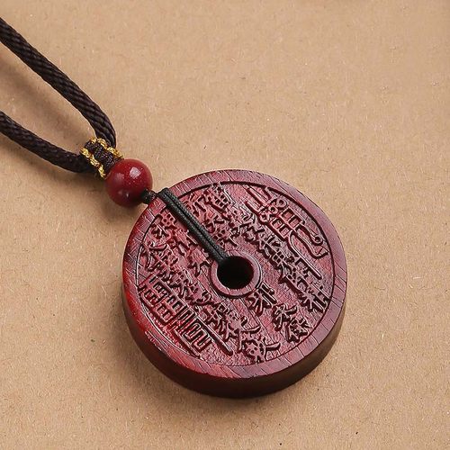 月印百川山鬼花钱小叶紫檀吊坠蛇本命年道家男女款平安扣文玩挂件 - 图1