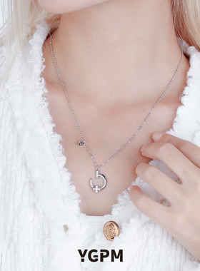 钉子鸢尾花项链女纯银莫桑钻原创