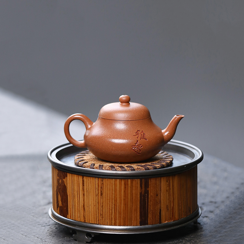 宜兴紫砂壶原矿降坡泥雅趣君德手工刻绘家用泡茶壶功夫茶具 210ml