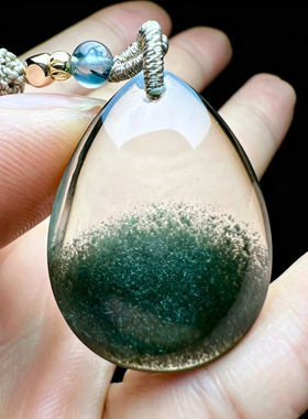 天然绿幽灵水滴吊坠简约水晶挂坠
