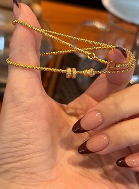 小红书同款转运珠项链手链新中式黄金色双层算盘2024年新款爆款潮