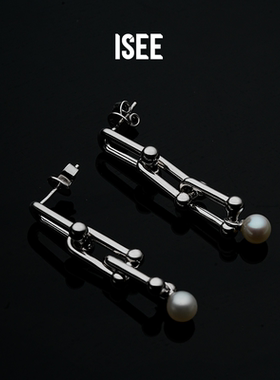 ISEEJewelry现货马蹄扣摩登时代珍珠耳钉时髦大气职场个性