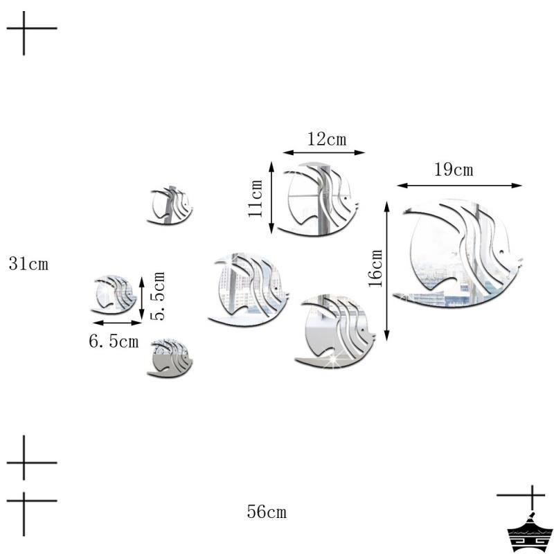 3d立体海洋鱼镜面墙贴客厅卫生间墙面补洞瓷砖防水贴画自粘装饰贴 - 图1
