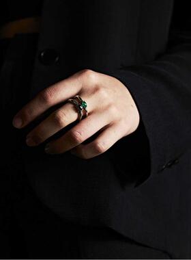 wir ornaments原创圆形极简光面镶嵌银圈时尚简约百搭日常