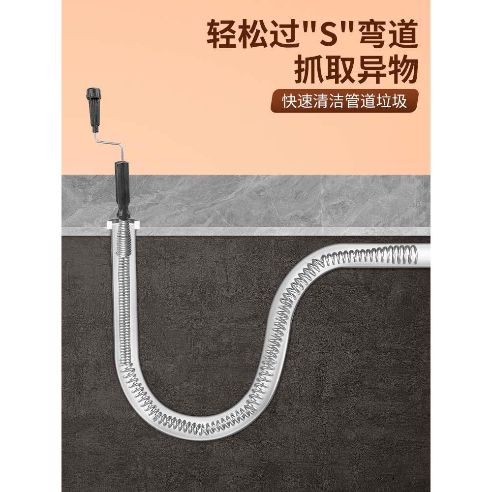 可弯曲管道疏通器厨房水槽存水弯清理堵塞工具水池下水道疏通神器 - 图2