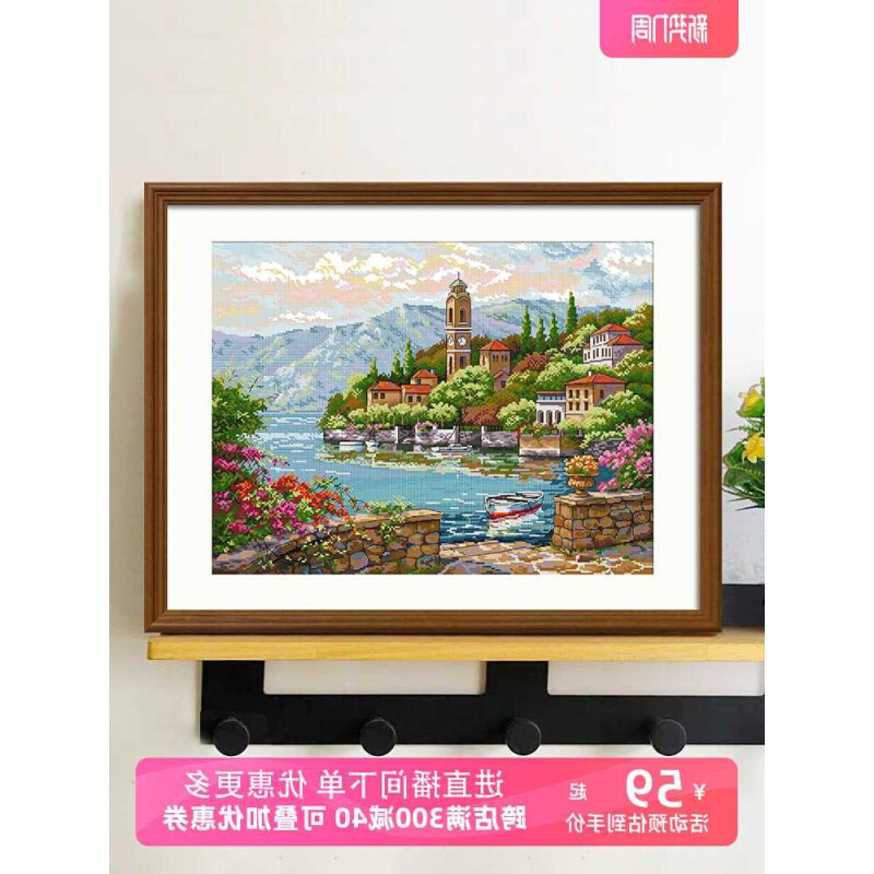 科莫新湖2024款线绣满风绣欧式画客厅景66396433卧室手工自己绣 - 图2