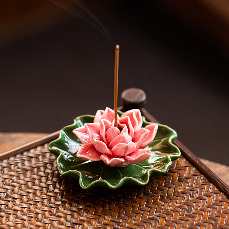 陶瓷莲花线香香插香座创意卧香炉家用艺术禅意檀香炉香薰炉供佛,淘宝优惠券,粉丝福利购,淘宝优惠卷