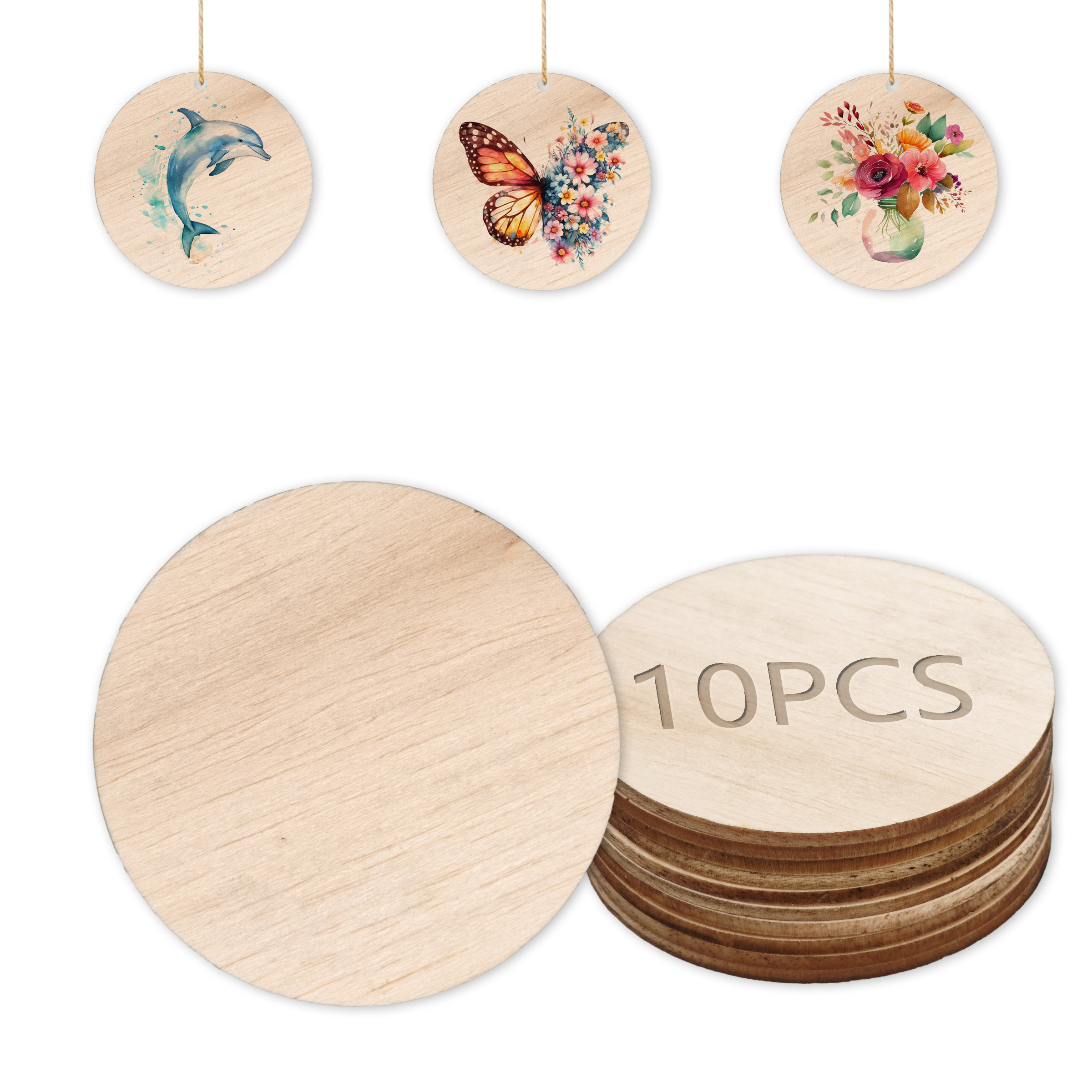 亲子diy手工制作轻木圆木片方木片爱心木片幼儿园创意手绘画材料 - 图1