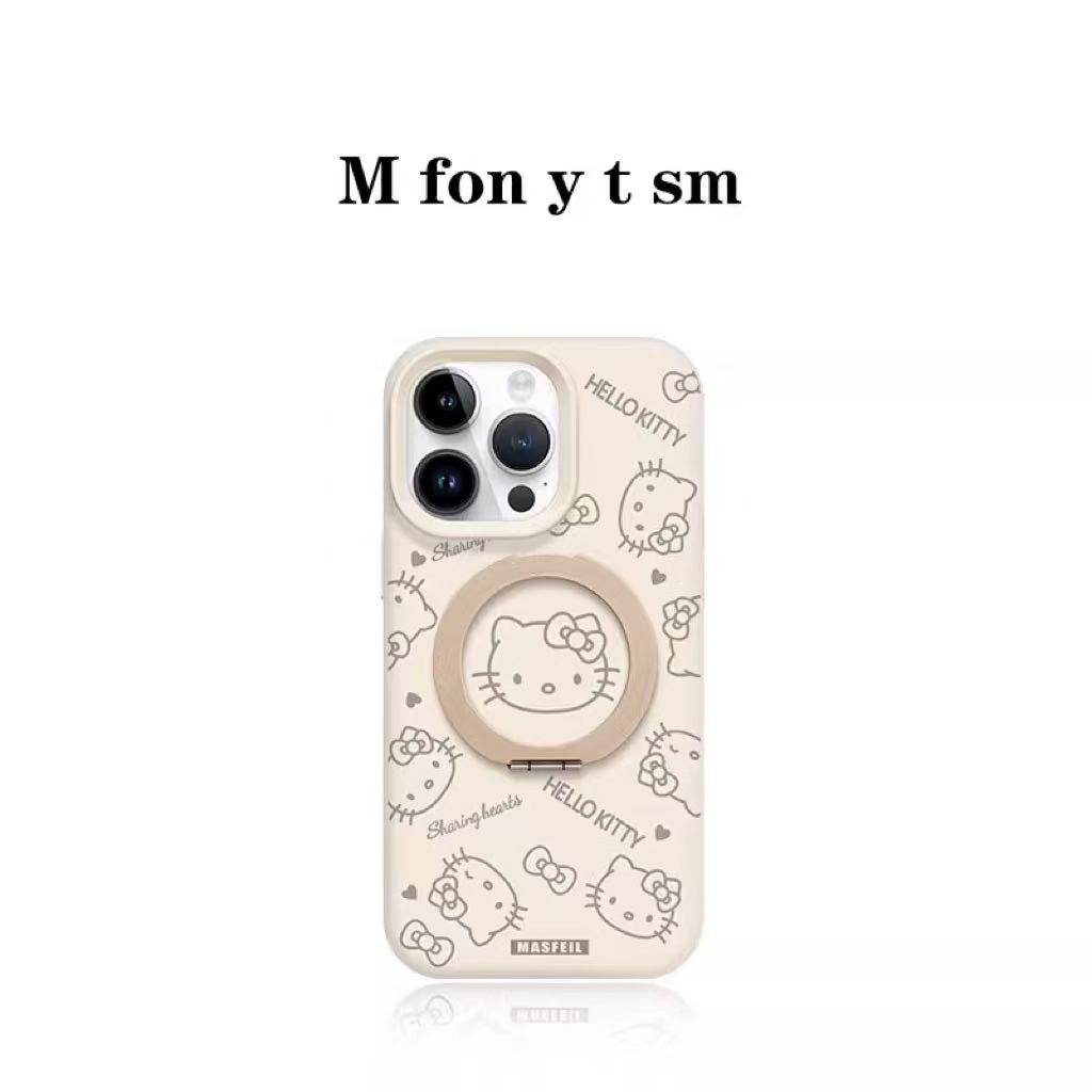 2025适用苹果16pro手机壳HelloKitty凯蒂猫iPhone15紫色卡通14pm可爱支架支点磁吸保护套13plus全包,淘宝优惠券,粉丝福利购,淘宝优惠卷